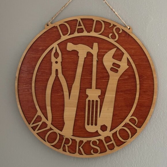 Hand Crafted Other - 🔧 Dad’s Workshop Wooden Sign – Handmade Garage Décor Gift
